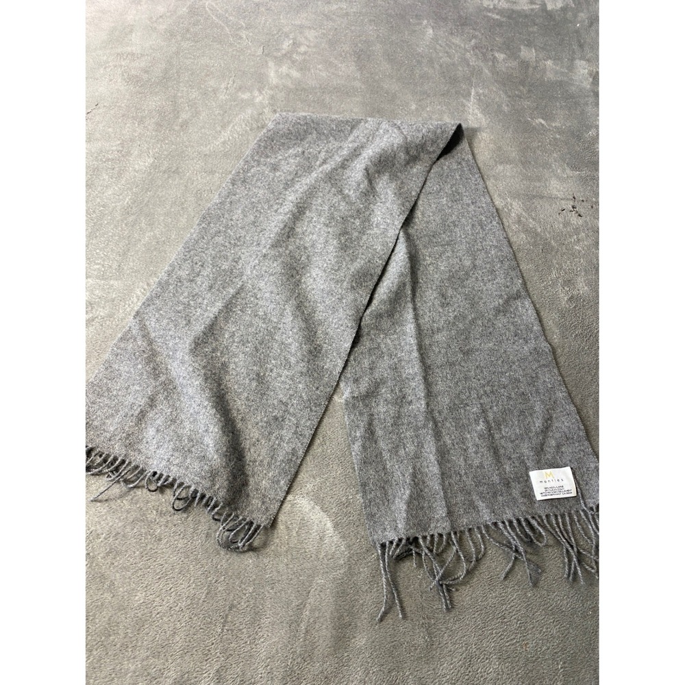 Mantles Men's Scarf Gray 100% Wool Made in Germany Fringed Winter Warm Accessory